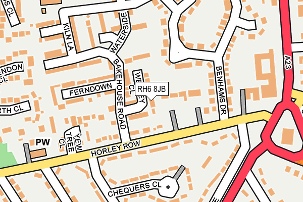 RH6 8JB map - OS OpenMap – Local (Ordnance Survey)