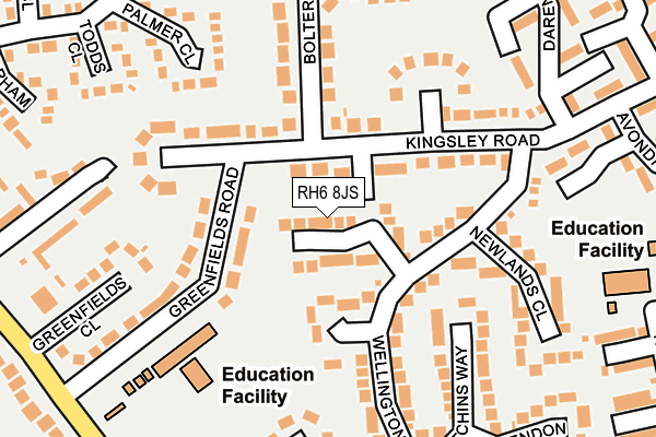 RH6 8JS map - OS OpenMap – Local (Ordnance Survey)