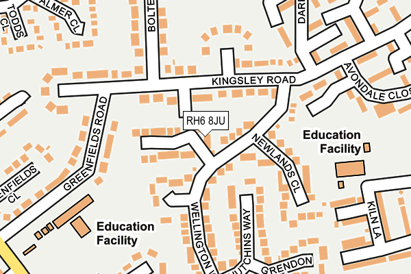 RH6 8JU map - OS OpenMap – Local (Ordnance Survey)