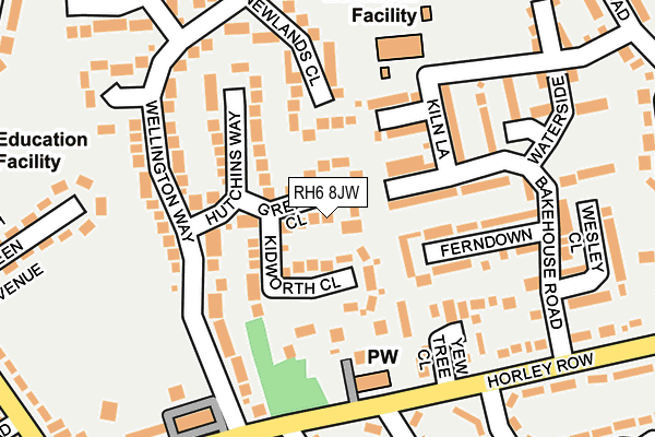 RH6 8JW map - OS OpenMap – Local (Ordnance Survey)