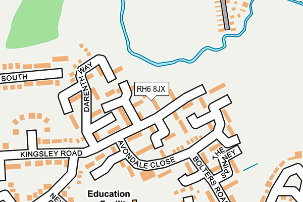 RH6 8JX map - OS OpenMap – Local (Ordnance Survey)