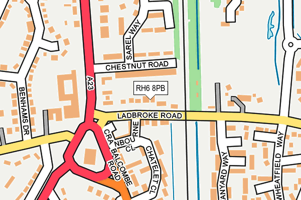 RH6 8PB map - OS OpenMap – Local (Ordnance Survey)