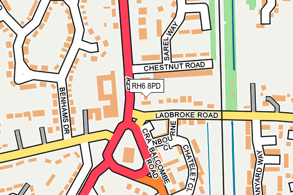 RH6 8PD map - OS OpenMap – Local (Ordnance Survey)