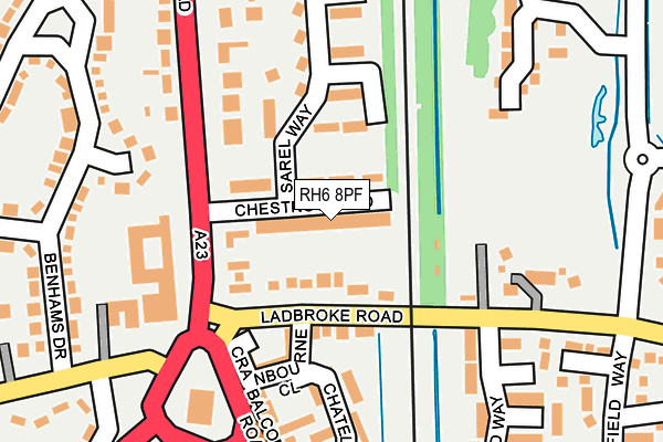RH6 8PF map - OS OpenMap – Local (Ordnance Survey)