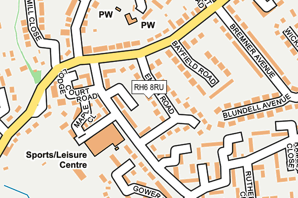 RH6 8RU map - OS OpenMap – Local (Ordnance Survey)