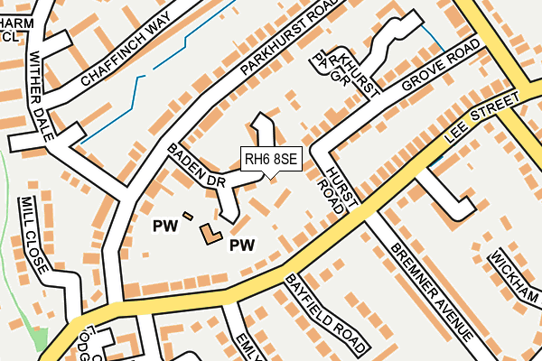 RH6 8SE map - OS OpenMap – Local (Ordnance Survey)