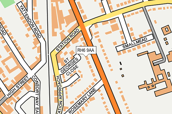 RH6 9AA map - OS OpenMap – Local (Ordnance Survey)