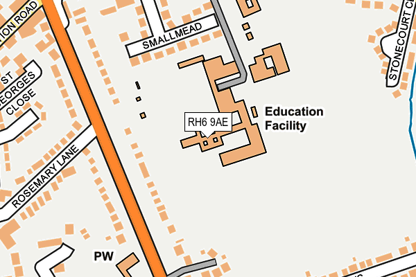 RH6 9AE map - OS OpenMap – Local (Ordnance Survey)
