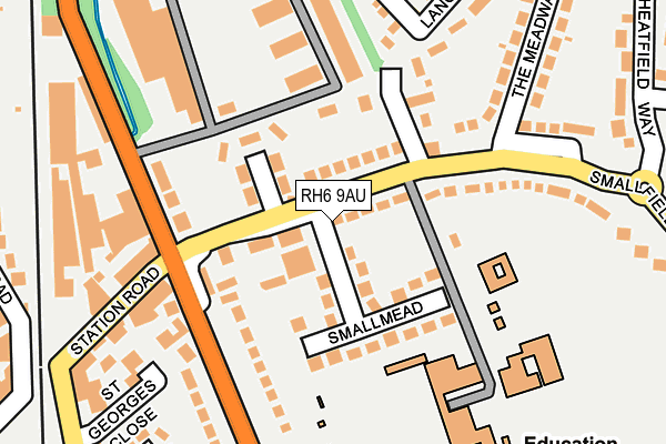 RH6 9AU map - OS OpenMap – Local (Ordnance Survey)