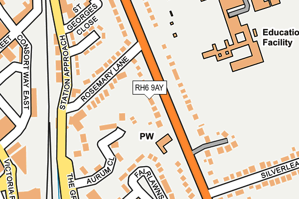 RH6 9AY map - OS OpenMap – Local (Ordnance Survey)