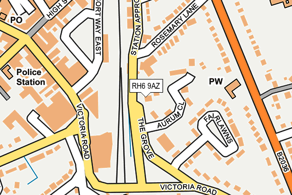 RH6 9AZ map - OS OpenMap – Local (Ordnance Survey)