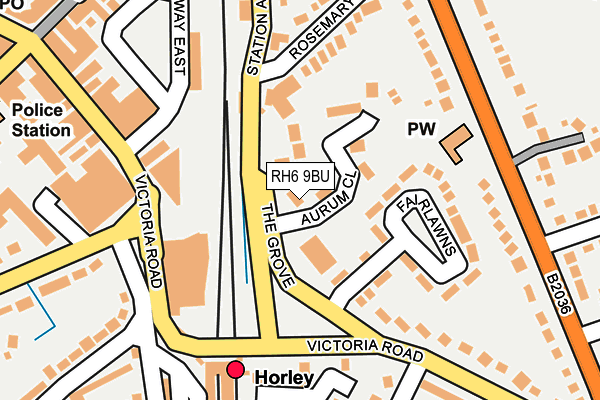 RH6 9BU map - OS OpenMap – Local (Ordnance Survey)