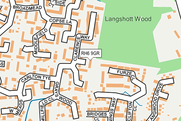 RH6 9GR map - OS OpenMap – Local (Ordnance Survey)