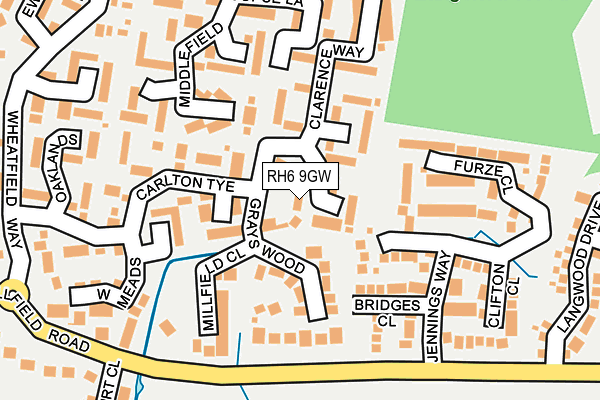 RH6 9GW map - OS OpenMap – Local (Ordnance Survey)