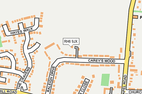 RH6 9JX map - OS OpenMap – Local (Ordnance Survey)