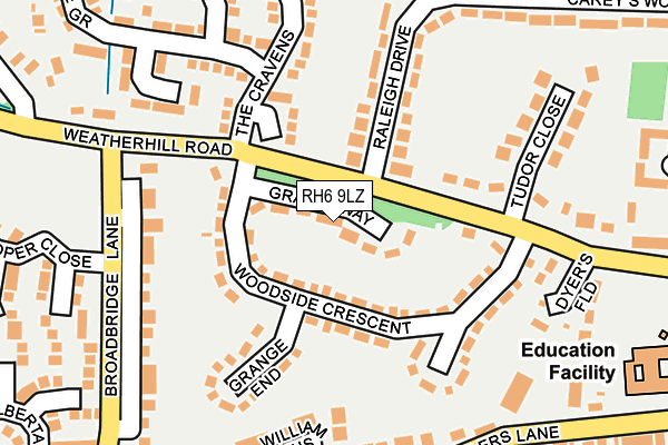 RH6 9LZ map - OS OpenMap – Local (Ordnance Survey)