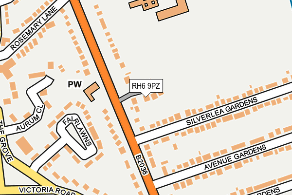 RH6 9PZ map - OS OpenMap – Local (Ordnance Survey)