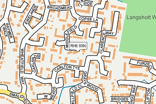 RH6 9XN map - OS OpenMap – Local (Ordnance Survey)