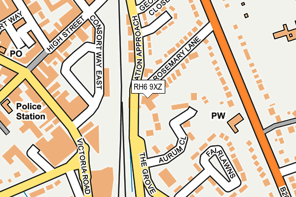 RH6 9XZ map - OS OpenMap – Local (Ordnance Survey)