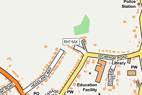 RH7 6AX map - OS OpenMap – Local (Ordnance Survey)