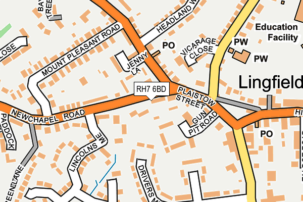 RH7 6BD map - OS OpenMap – Local (Ordnance Survey)