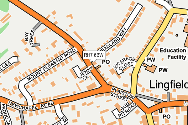 Map of LINGFIELD PIZZA PARLOUR LTD at local scale
