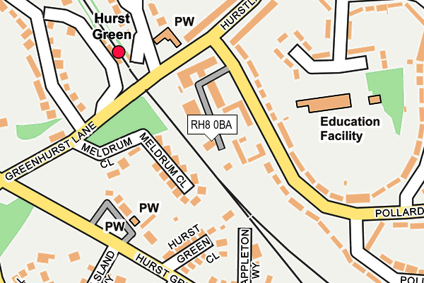 RH8 0BA map - OS OpenMap – Local (Ordnance Survey)