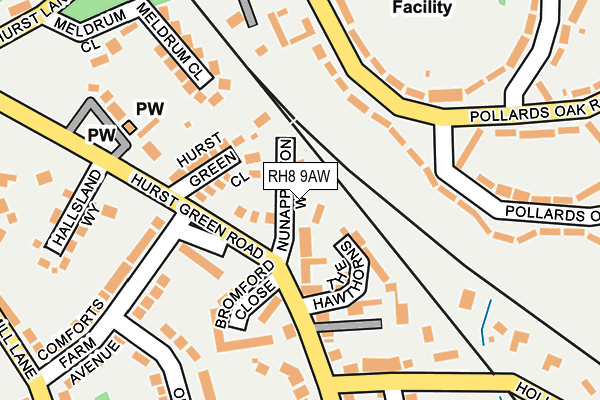 RH8 9AW map - OS OpenMap – Local (Ordnance Survey)