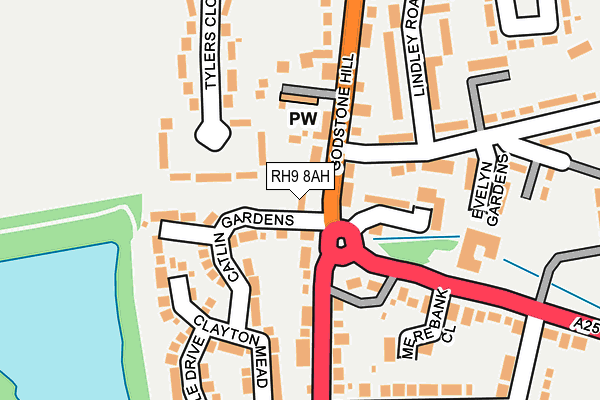 RH9 8AH map - OS OpenMap – Local (Ordnance Survey)