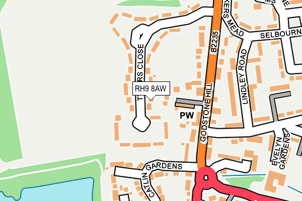 RH9 8AW map - OS OpenMap – Local (Ordnance Survey)