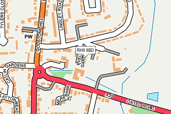 RH9 8BD map - OS OpenMap – Local (Ordnance Survey)