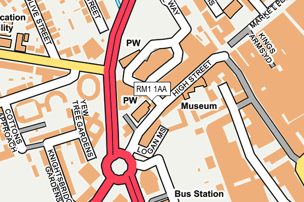 RM1 1AA map - OS OpenMap – Local (Ordnance Survey)