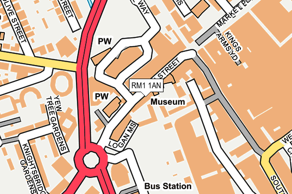 RM1 1AN map - OS OpenMap – Local (Ordnance Survey)