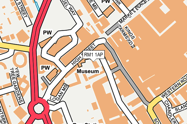 RM1 1AP map - OS OpenMap – Local (Ordnance Survey)