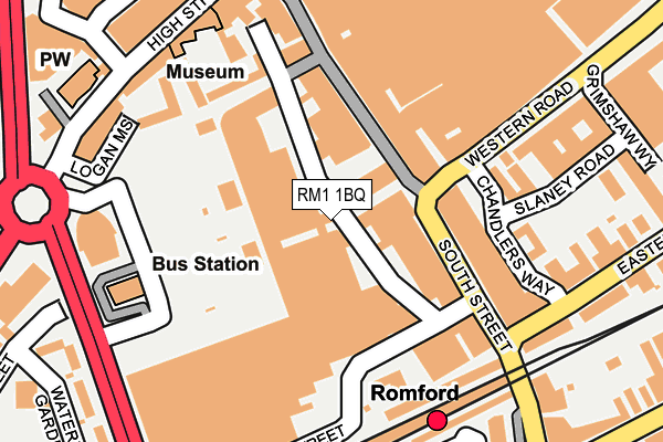 RM1 1BQ map - OS OpenMap – Local (Ordnance Survey)
