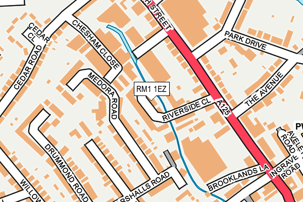 RM1 1EZ map - OS OpenMap – Local (Ordnance Survey)