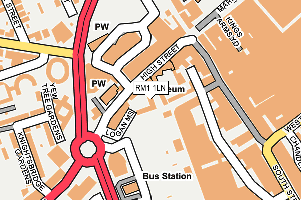 RM1 1LN map - OS OpenMap – Local (Ordnance Survey)