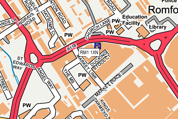 RM1 1XN map - OS OpenMap – Local (Ordnance Survey)