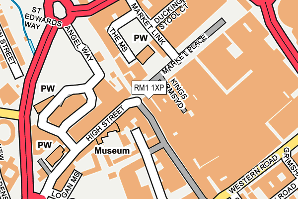 RM1 1XP map - OS OpenMap – Local (Ordnance Survey)