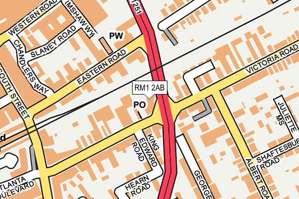 RM1 2AB map - OS OpenMap – Local (Ordnance Survey)