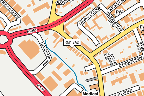 RM1 2AD map - OS OpenMap – Local (Ordnance Survey)