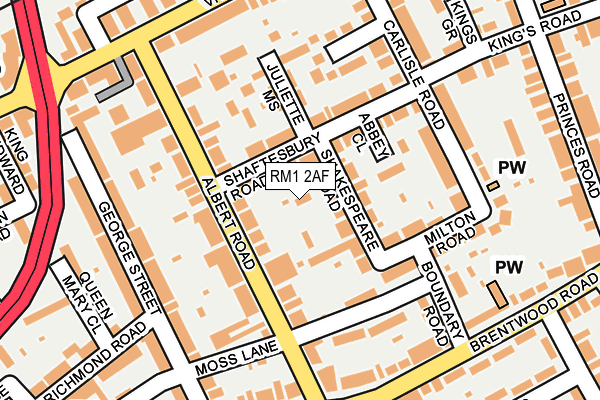 RM1 2AF map - OS OpenMap – Local (Ordnance Survey)