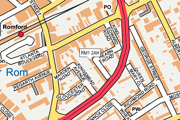 RM1 2AH map - OS OpenMap – Local (Ordnance Survey)