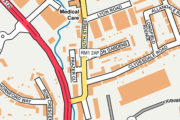 RM1 2AP map - OS OpenMap – Local (Ordnance Survey)