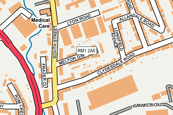 RM1 2AS map - OS OpenMap – Local (Ordnance Survey)