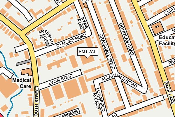 RM1 2AT map - OS OpenMap – Local (Ordnance Survey)