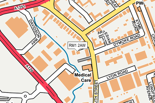 RM1 2AW map - OS OpenMap – Local (Ordnance Survey)