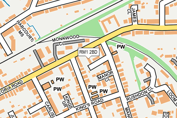 RM1 2BD map - OS OpenMap – Local (Ordnance Survey)