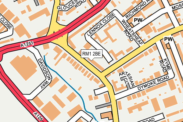 RM1 2BE map - OS OpenMap – Local (Ordnance Survey)