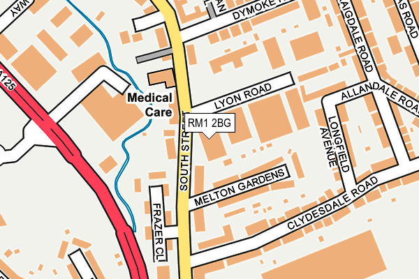 RM1 2BG map - OS OpenMap – Local (Ordnance Survey)